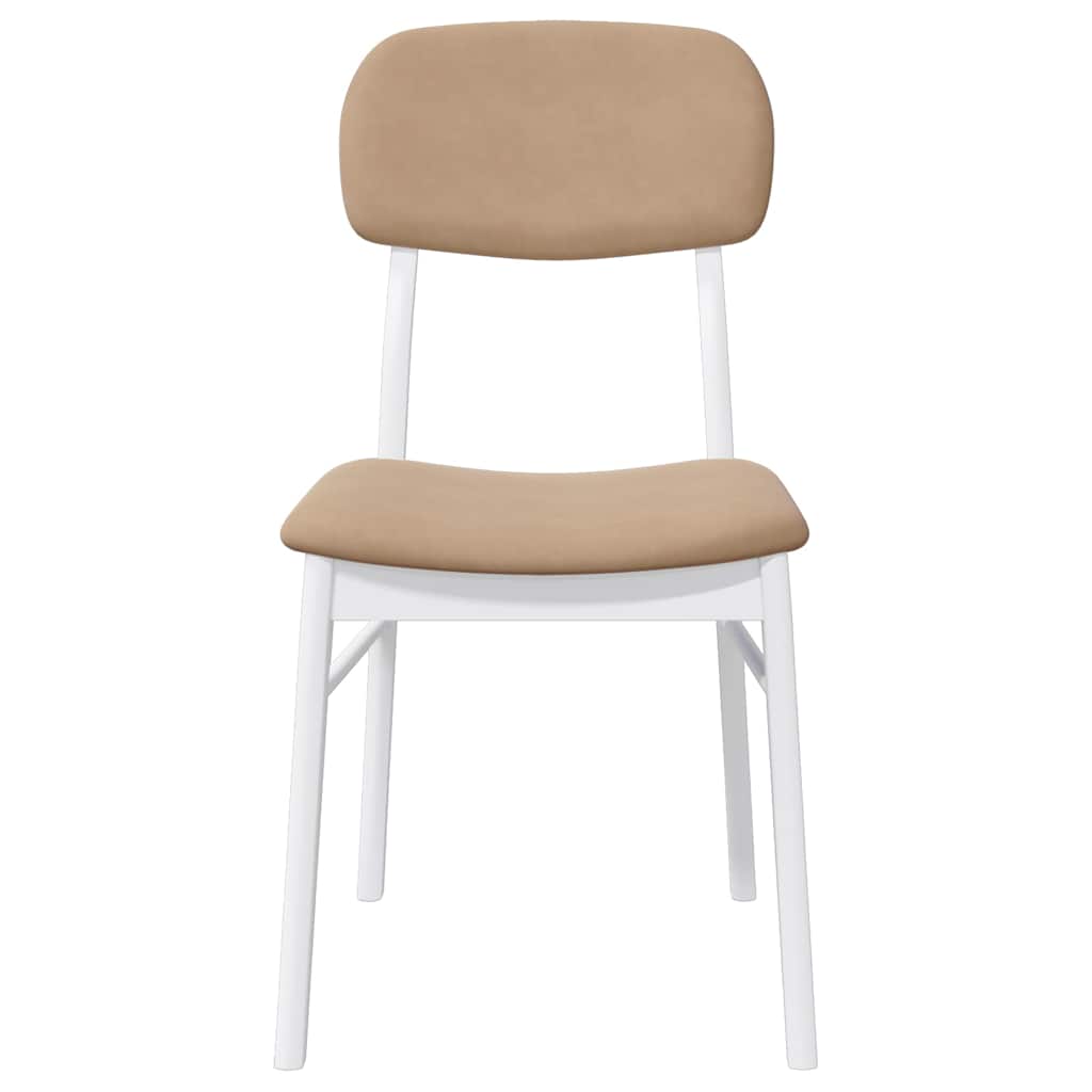 Chaises à manger coussins 2 pcs blanc bois massif caoutchouc