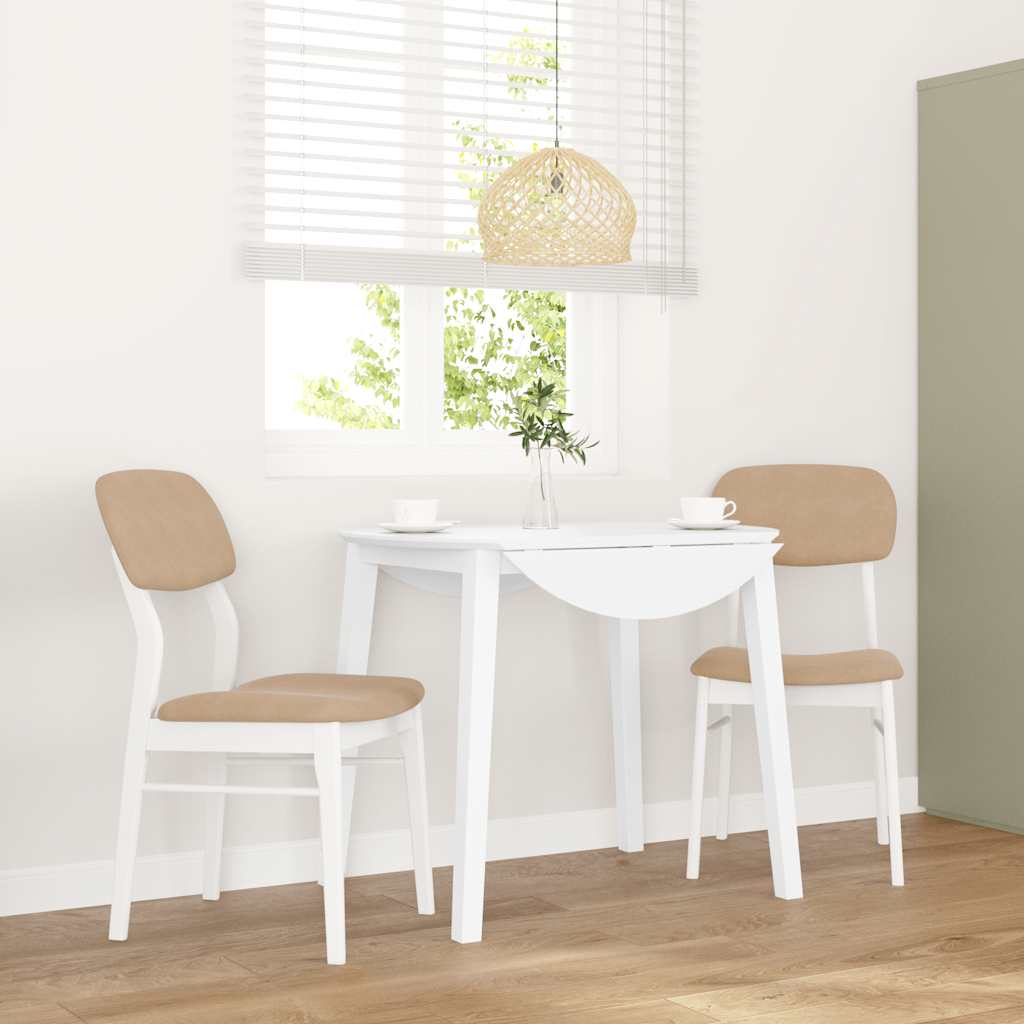 Chaises à manger coussins 2 pcs blanc bois massif caoutchouc