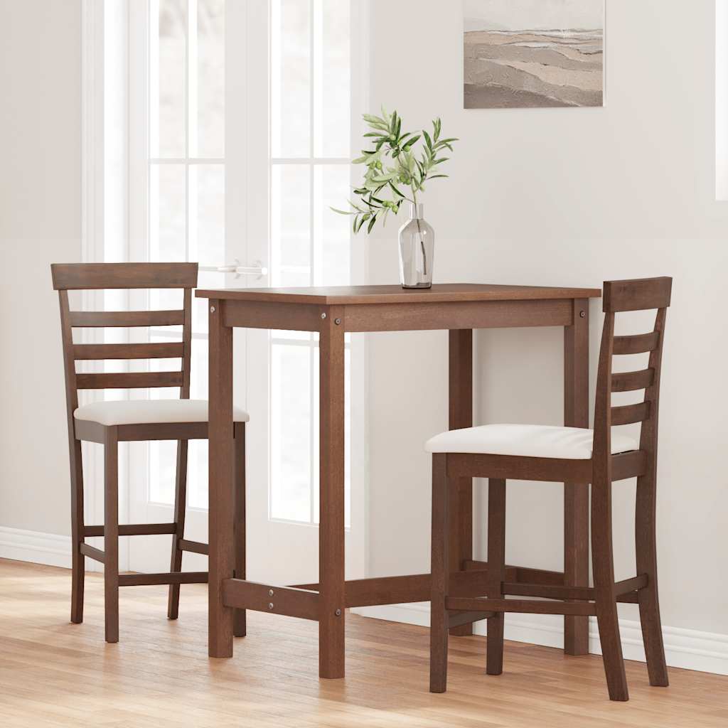 Tabourets de bar avec coussins 2 pcs marron bois massif d'hévéa - XIOS