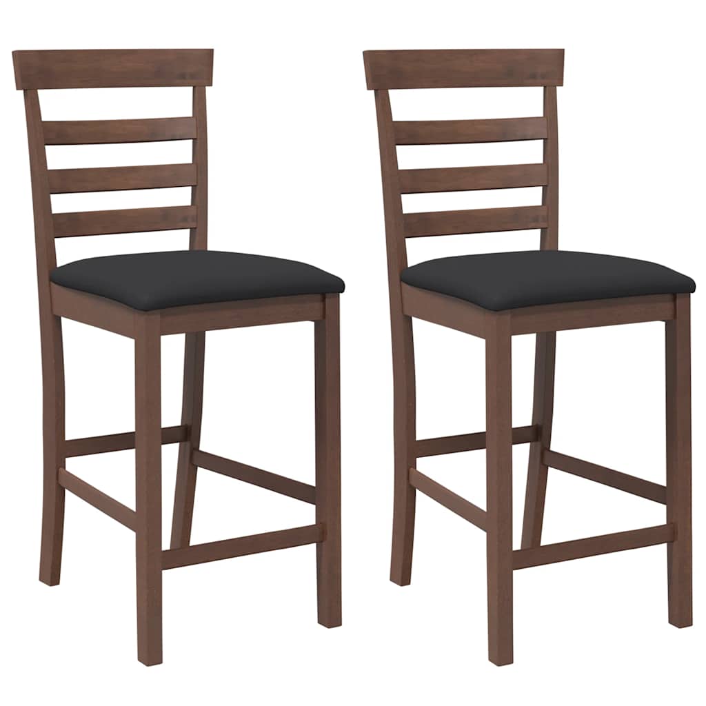 Tabourets de bar avec coussins 2 pcs marron bois massif d'hévéa - XIOS