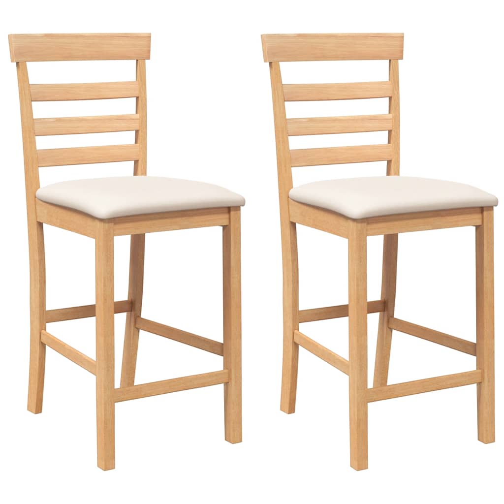 Tabourets de bar avec coussins 2pcs naturel bois massif d'hévéa - XIOS