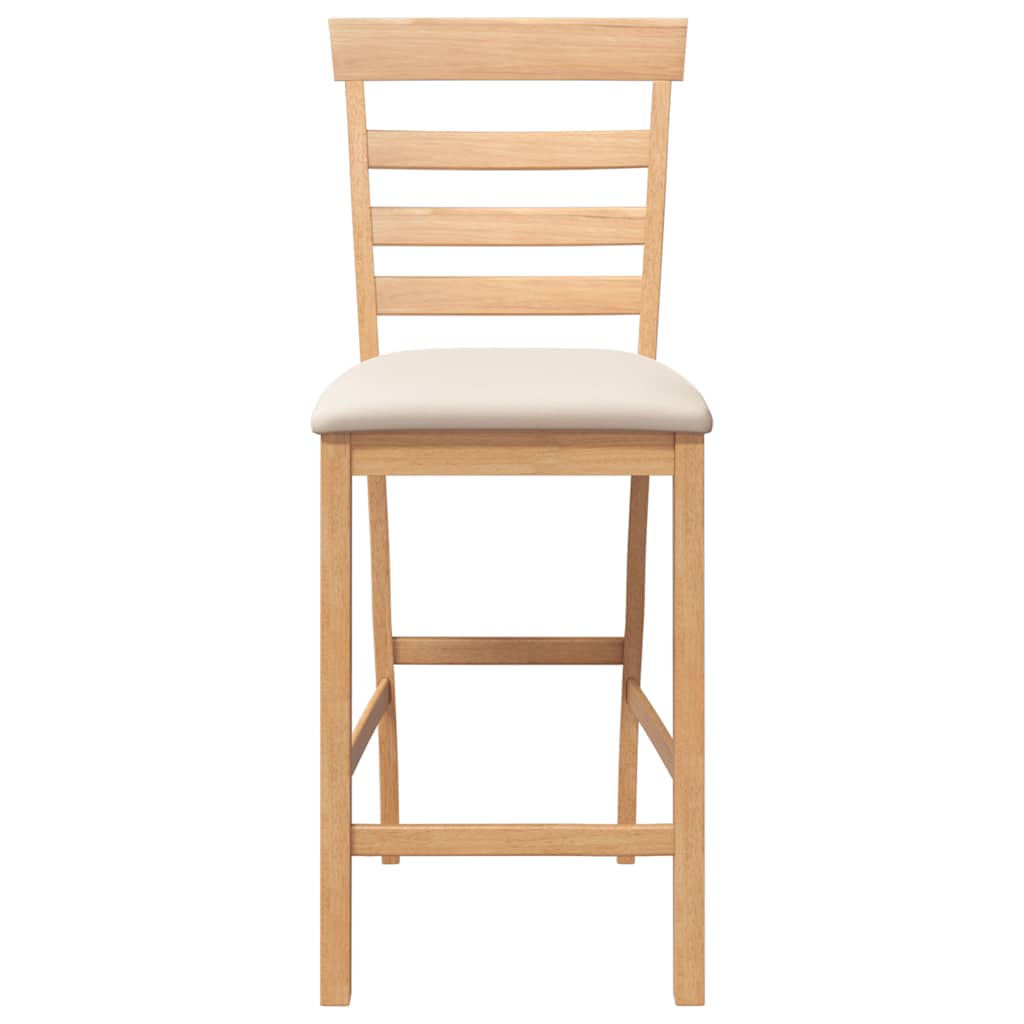 Tabourets de bar avec coussins 2pcs naturel bois massif d'hévéa - XIOS