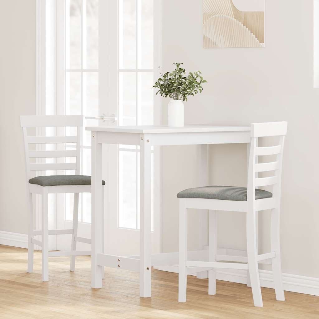 Tabourets de bar avec coussins 2 pcs blanc bois massif d'hévéa - XIOS