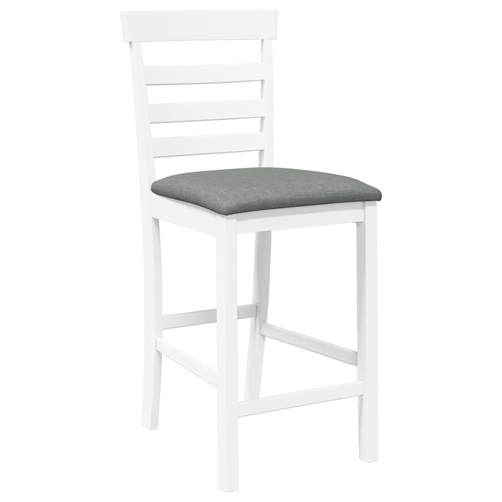 Tabourets de bar avec coussins 2 pcs blanc bois massif d'hévéa - XIOS