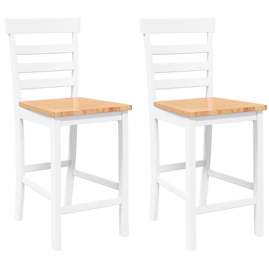 Tabourets de bar 2 pcs blanc bois massif d'hévéa - XIOS