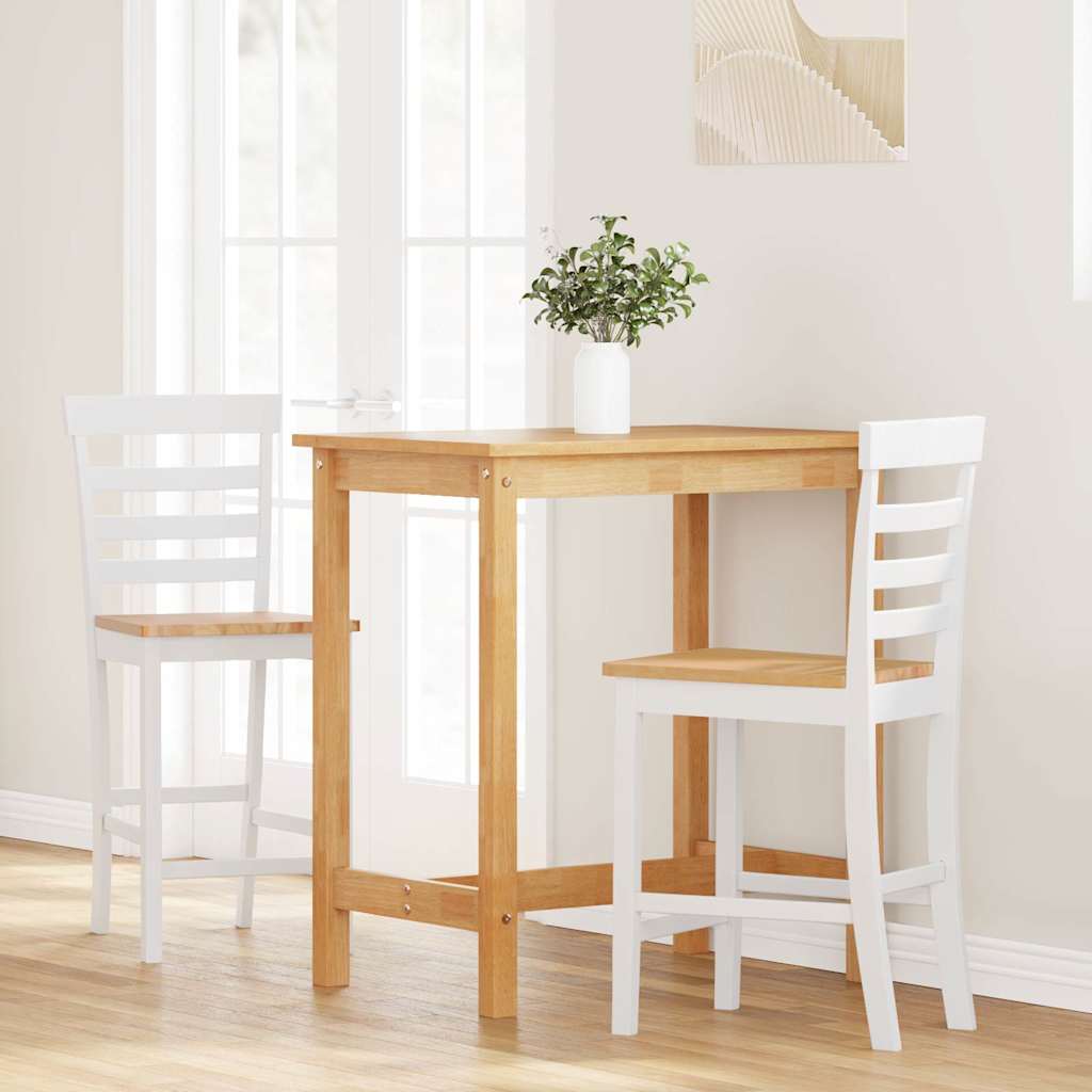 Tabourets de bar 2 pcs blanc bois massif d'hévéa - XIOS
