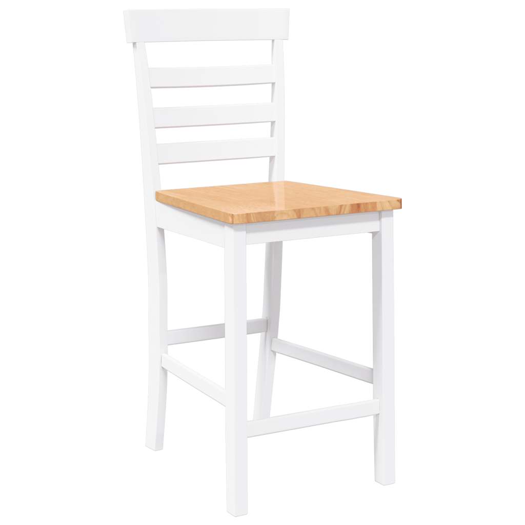 Tabourets de bar 2 pcs blanc bois massif d'hévéa - XIOS