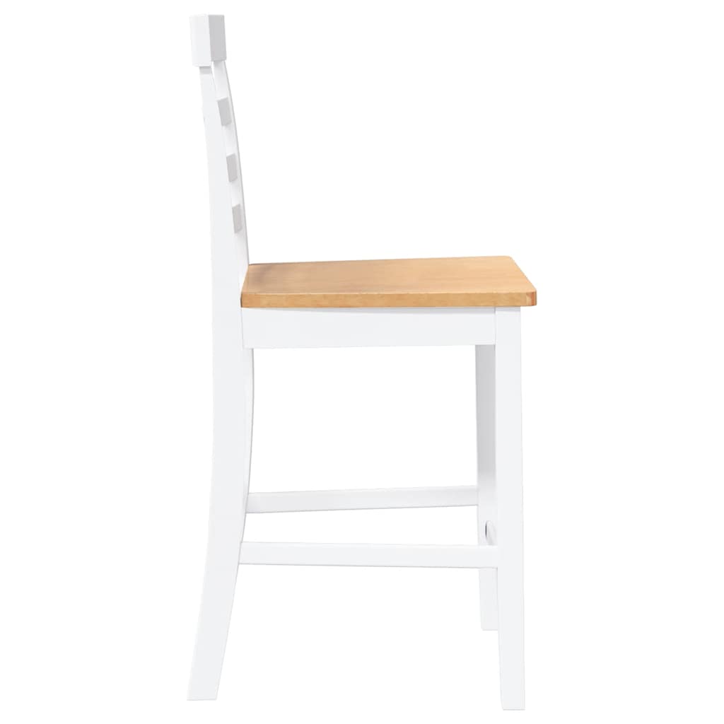 Tabourets de bar 2 pcs blanc bois massif d'hévéa - XIOS
