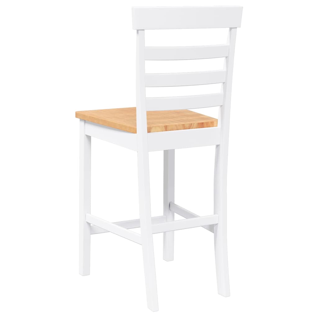 Tabourets de bar 2 pcs blanc bois massif d'hévéa - XIOS