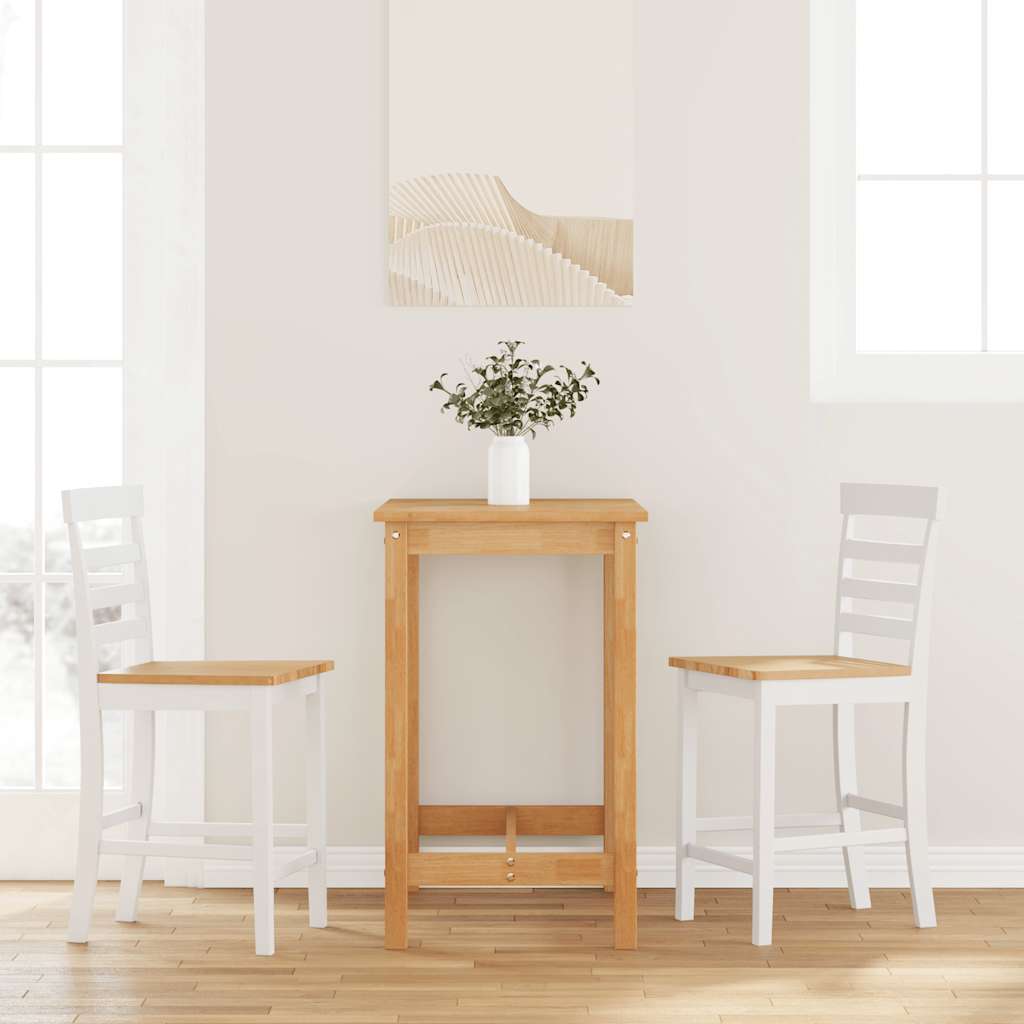 Tabourets de bar 2 pcs blanc bois massif d'hévéa - XIOS