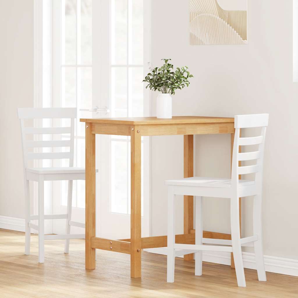 Tabourets de bar 2 pcs blanc bois massif d'hévéa - XIOS