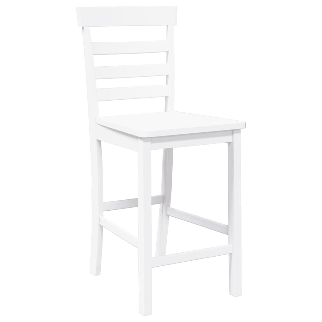 Tabourets de bar 2 pcs blanc bois massif d'hévéa - XIOS