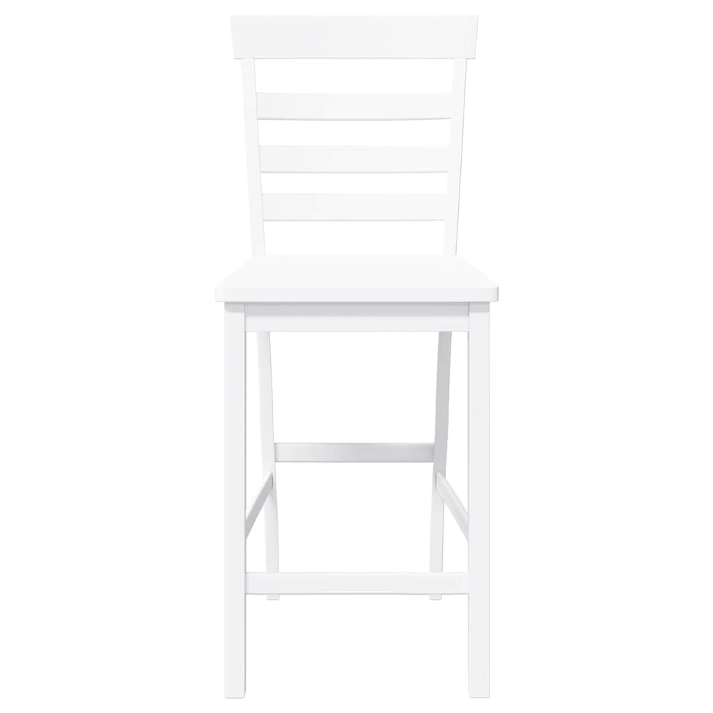 Tabourets de bar 2 pcs blanc bois massif d'hévéa - XIOS