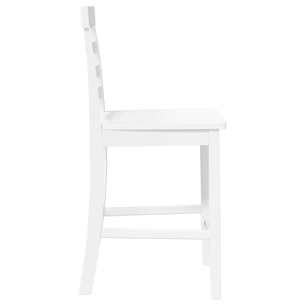 Tabourets de bar 2 pcs blanc bois massif d'hévéa - XIOS