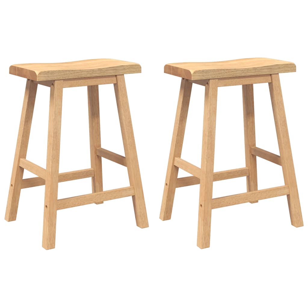 Tabourets de bar (lot de 2) en bois massif naturel et caoutchouc - XIOS