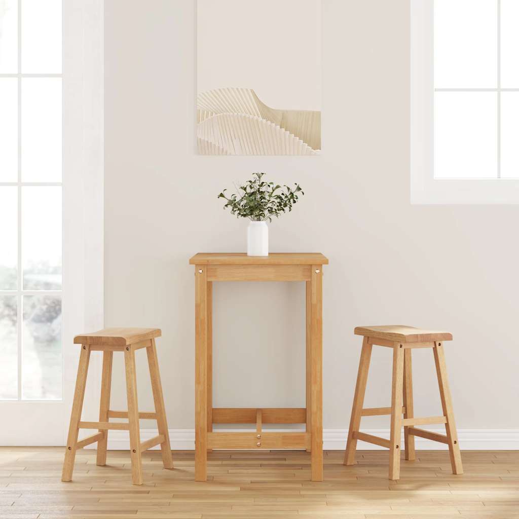 Tabourets de bar (lot de 2) en bois massif naturel et caoutchouc - XIOS
