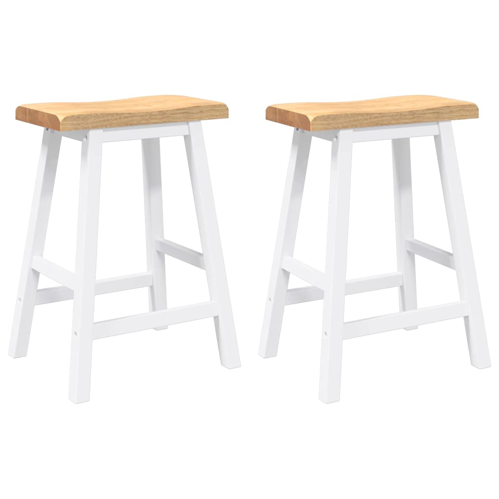 Tabourets de bar (lot de 2) en bois massif blanc et caoutchouc - XIOS