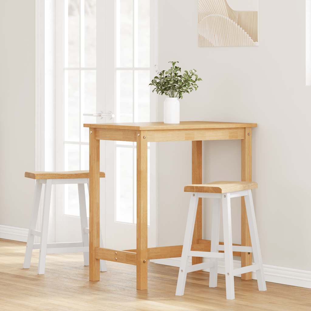 Tabourets de bar (lot de 2) en bois massif blanc et caoutchouc - XIOS