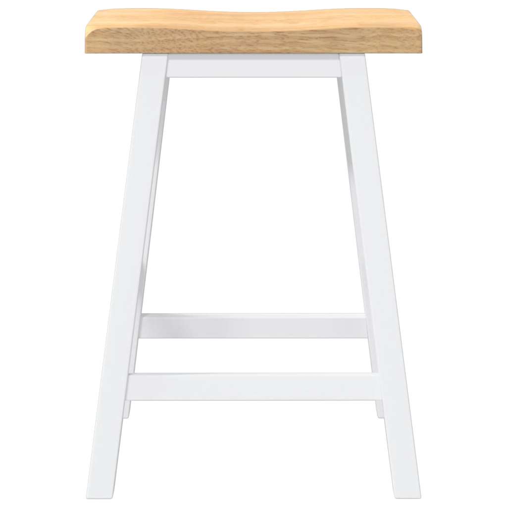 Tabourets de bar (lot de 2) en bois massif blanc et caoutchouc - XIOS