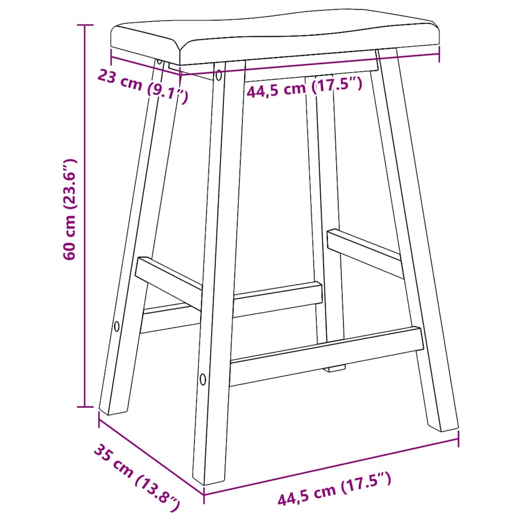 Tabourets de bar (lot de 2) en bois massif blanc et caoutchouc - XIOS
