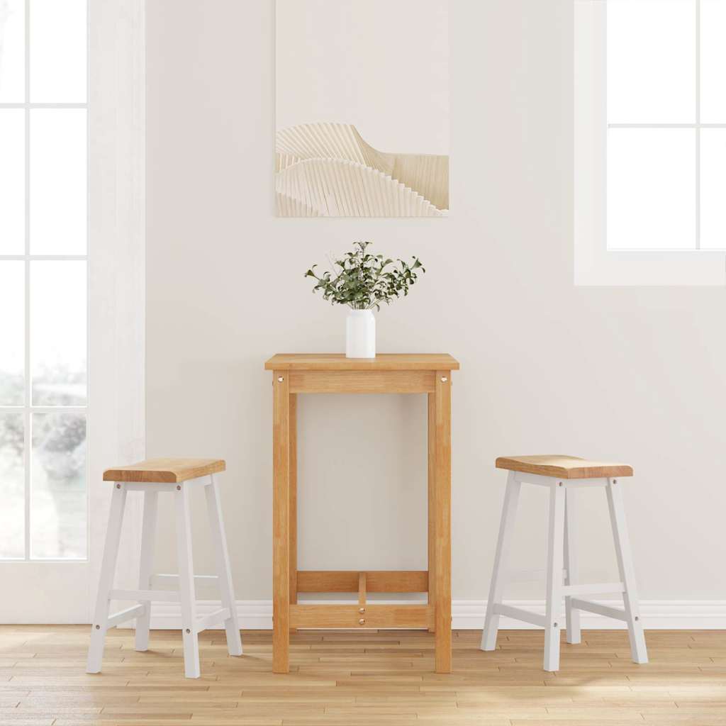 Tabourets de bar (lot de 2) en bois massif blanc et caoutchouc - XIOS