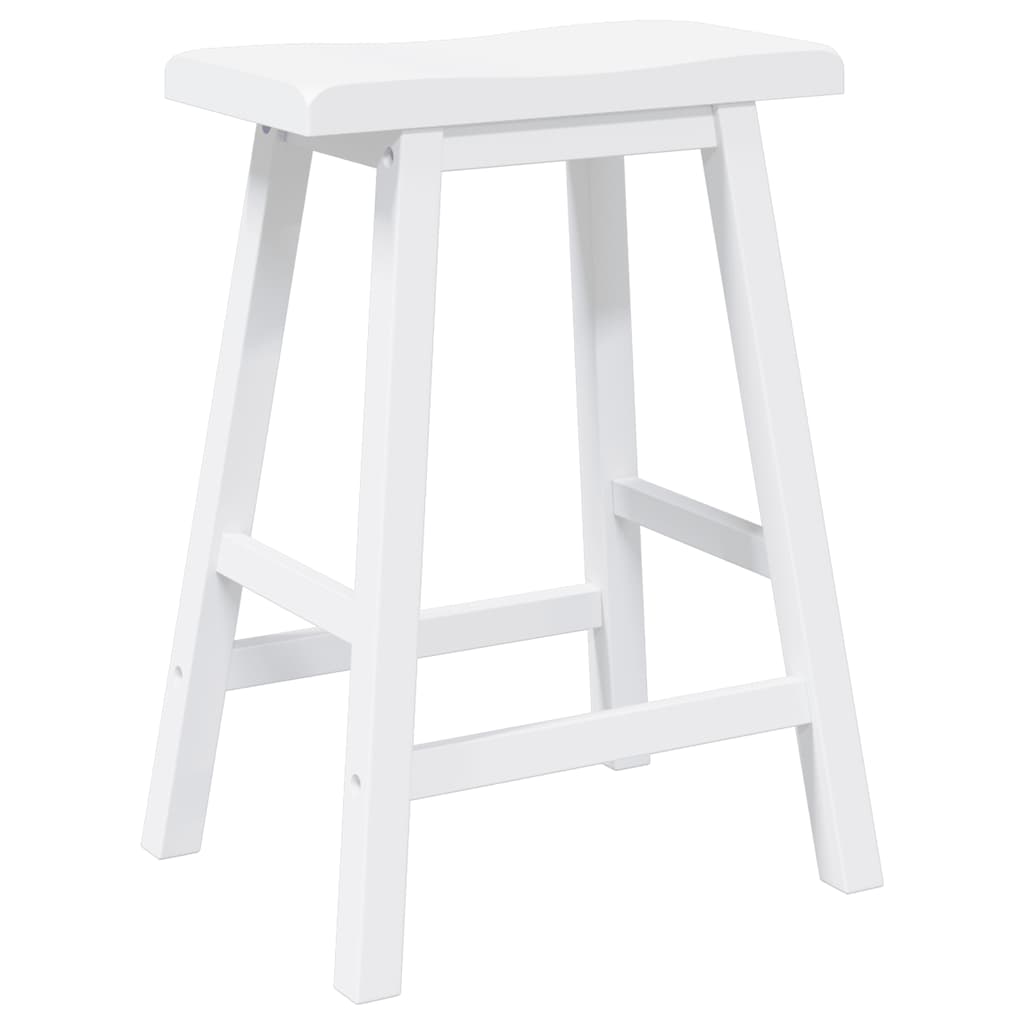 Tabourets de bar (lot de 2) en bois massif blanc et caoutchouc - XIOS