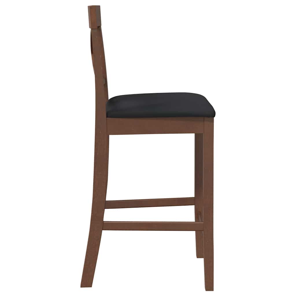 Tabourets de bar avec coussins (lot de 2) en bois massif marron et caoutchouc - XIOS