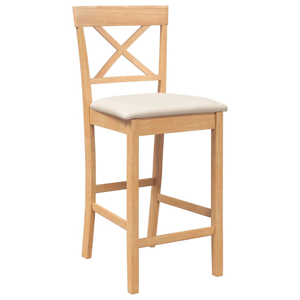 Tabourets de bar avec coussins (2 pcs) en bois massif naturel et caoutchouc - XIOS