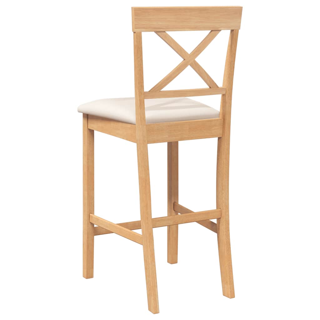 Tabourets de bar avec coussins (2 pcs) en bois massif naturel et caoutchouc - XIOS