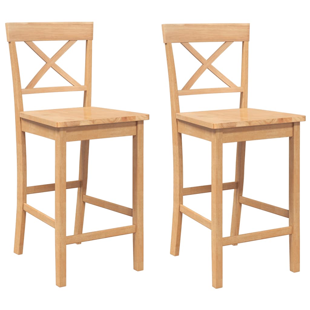 Tabourets de bar (lot de 2) en bois massif naturel et caoutchouc - XIOS