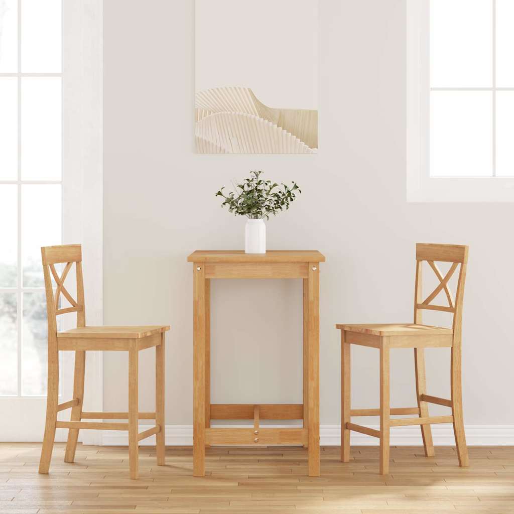 Tabourets de bar (lot de 2) en bois massif naturel et caoutchouc - XIOS