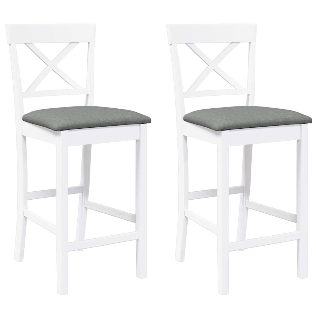 Tabourets de bar avec coussins (lot de 2) en bois massif blanc et caoutchouc - XIOS