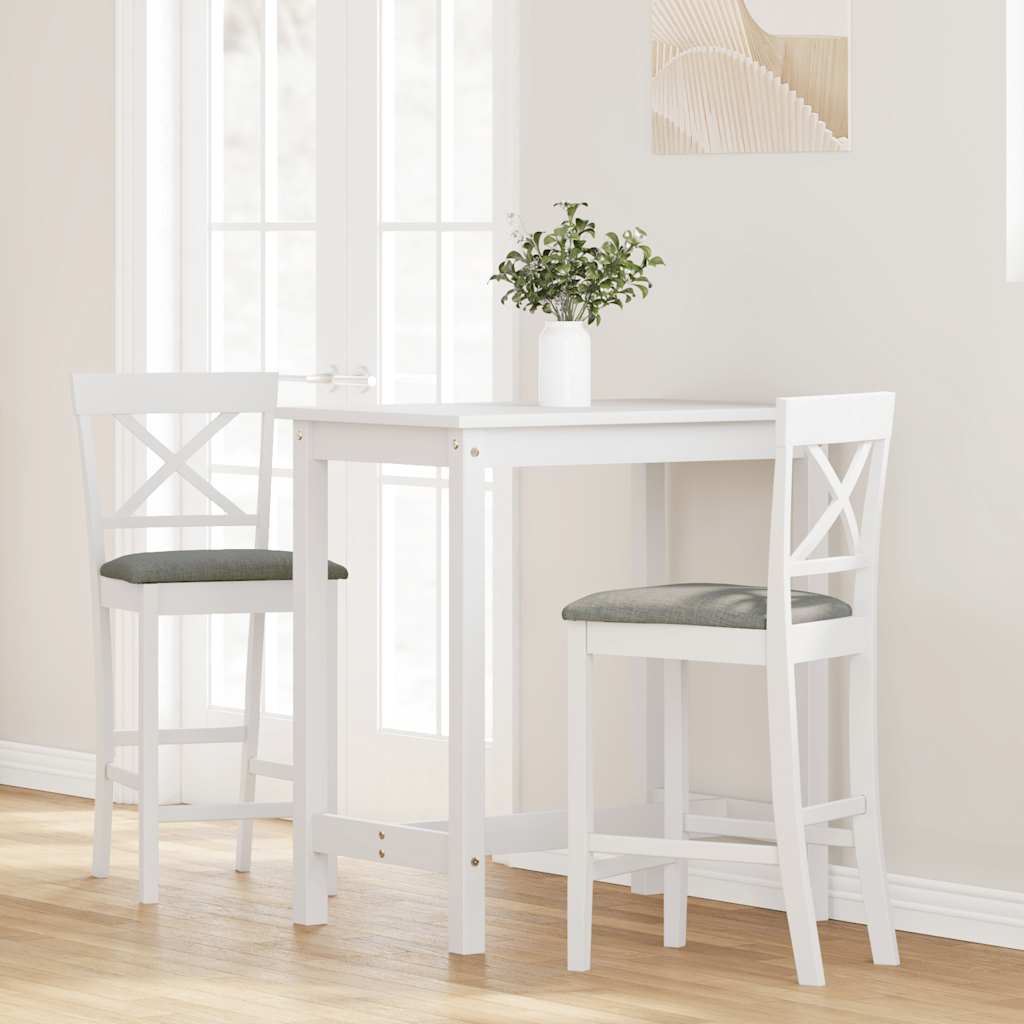 Tabourets de bar avec coussins (lot de 2) en bois massif blanc et caoutchouc - XIOS