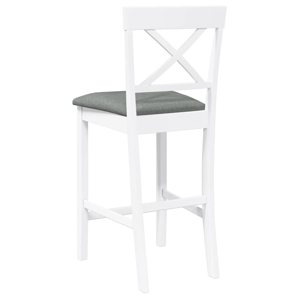 Tabourets de bar avec coussins (lot de 2) en bois massif blanc et caoutchouc - XIOS