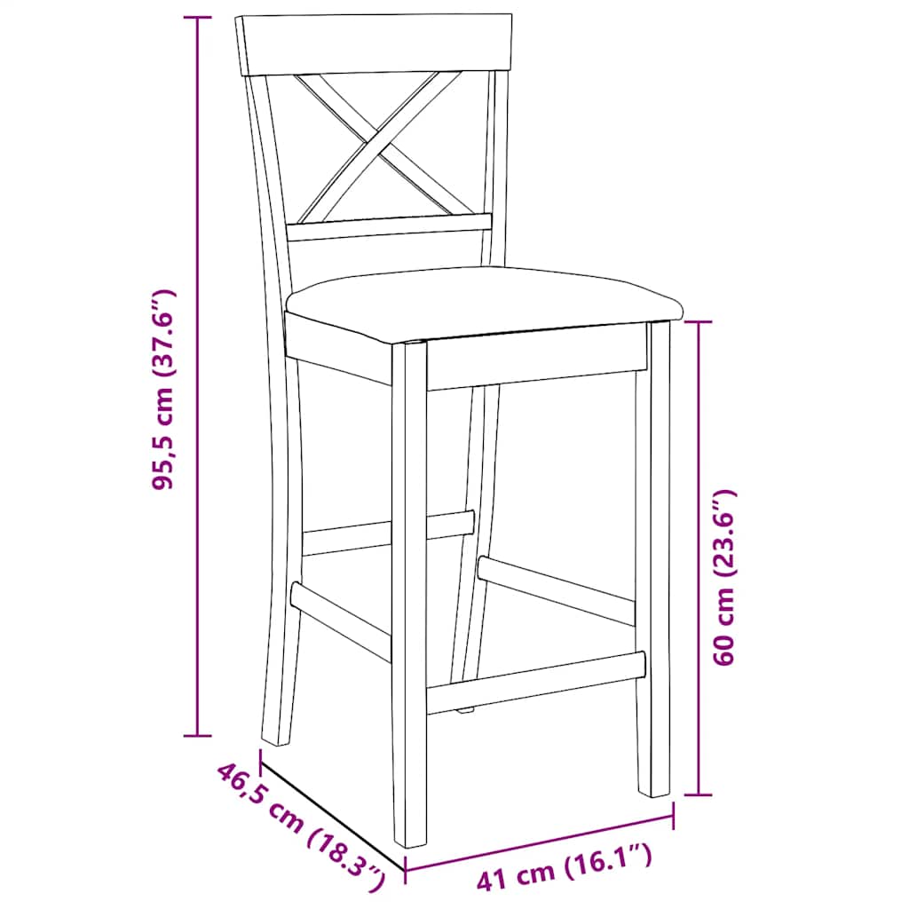 Tabourets de bar avec coussins (lot de 2) en bois massif blanc et caoutchouc - XIOS