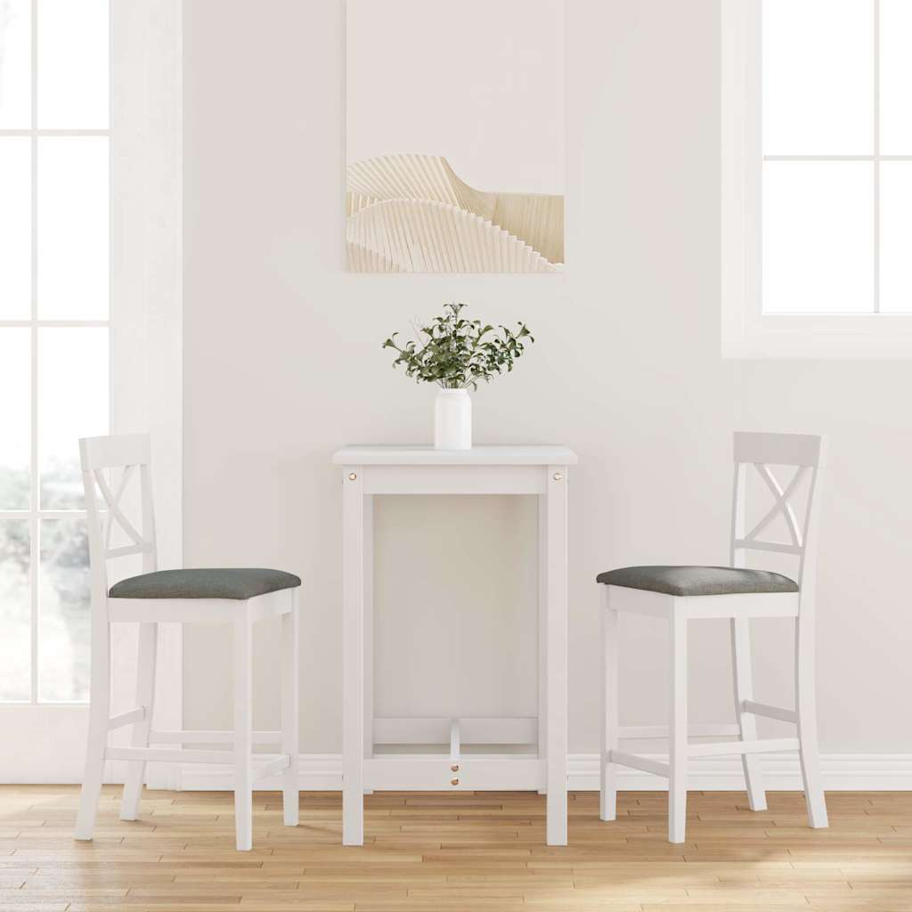 Tabourets de bar avec coussins (lot de 2) en bois massif blanc et caoutchouc - XIOS