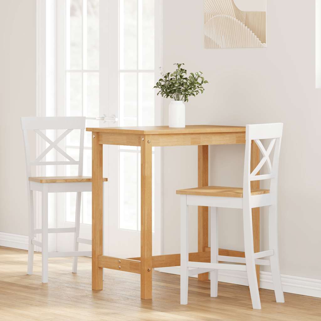 Tabourets de bar (lot de 2) en bois massif blanc et caoutchouc - XIOS