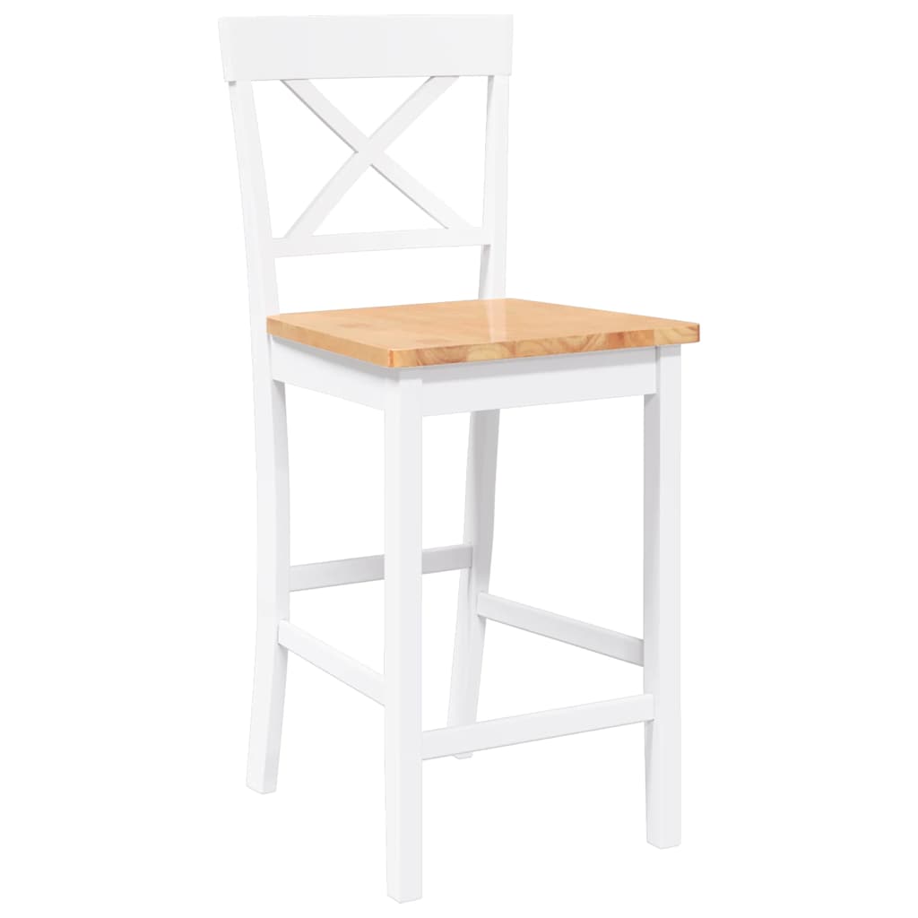 Tabourets de bar (lot de 2) en bois massif blanc et caoutchouc - XIOS