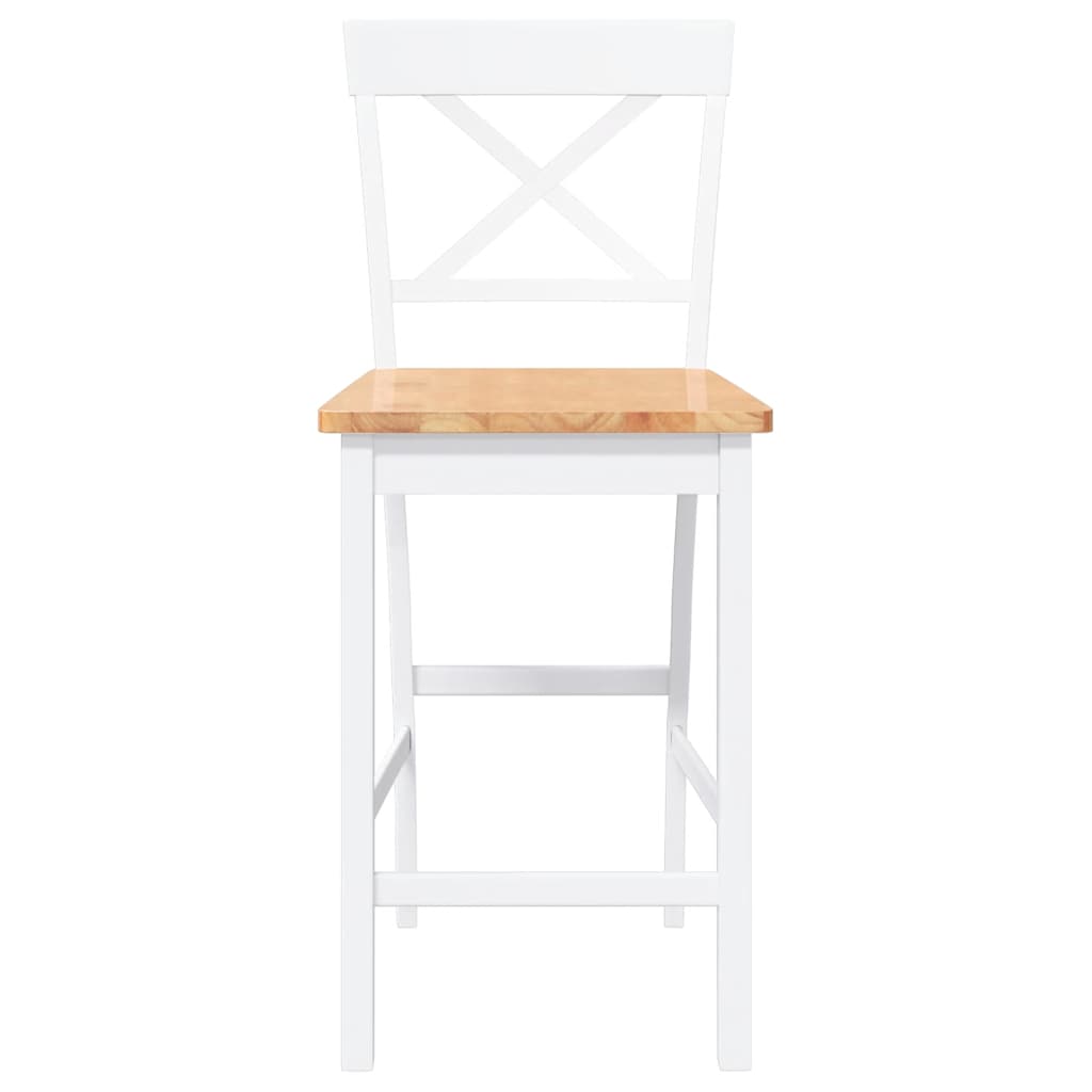 Tabourets de bar (lot de 2) en bois massif blanc et caoutchouc - XIOS