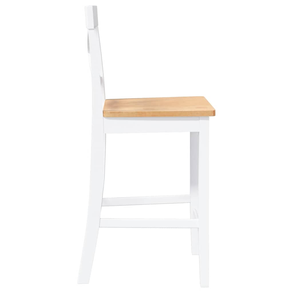 Tabourets de bar (lot de 2) en bois massif blanc et caoutchouc - XIOS