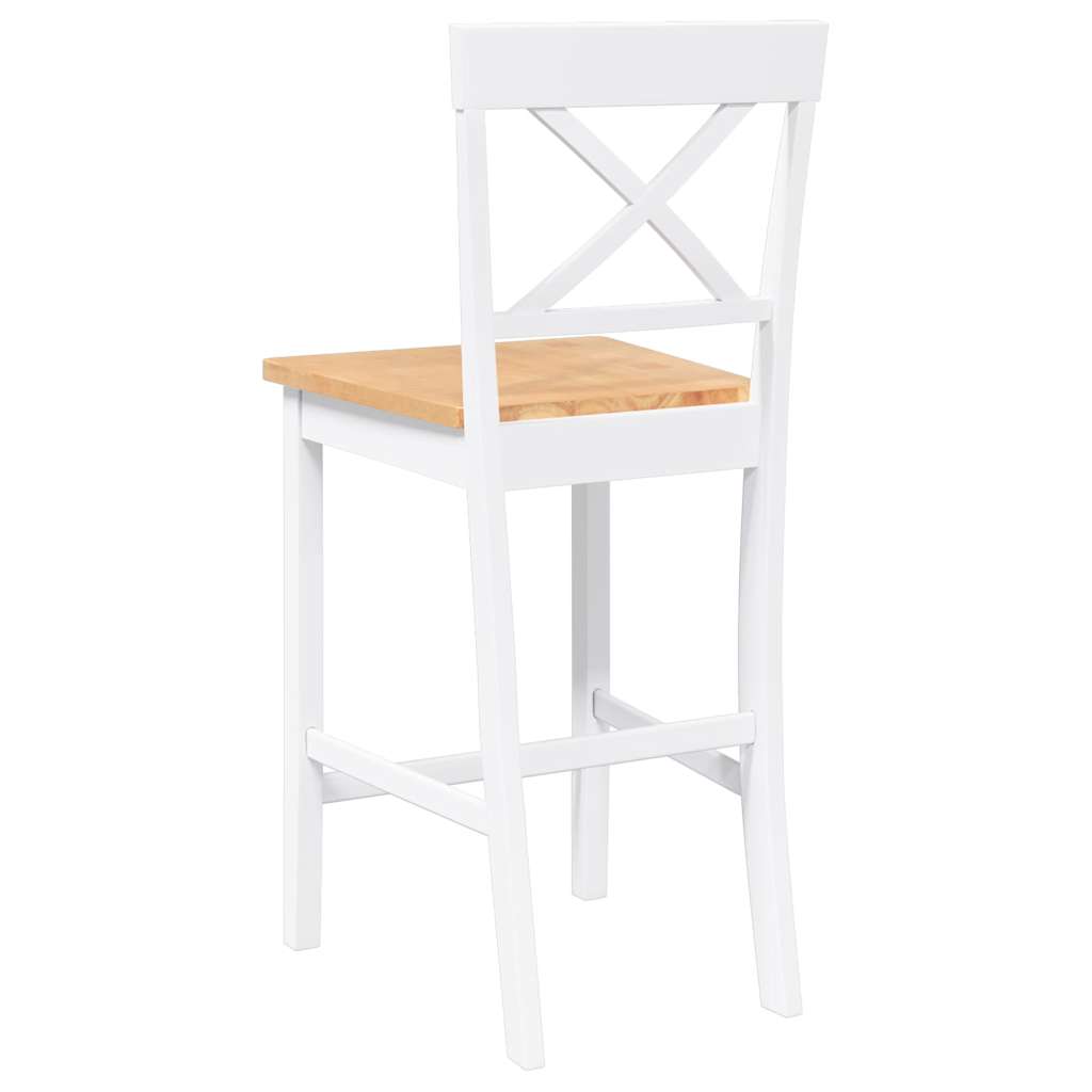 Tabourets de bar (lot de 2) en bois massif blanc et caoutchouc - XIOS