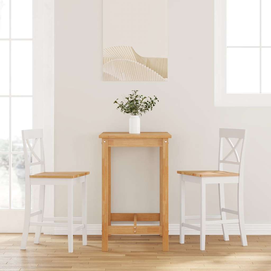 Tabourets de bar (lot de 2) en bois massif blanc et caoutchouc - XIOS