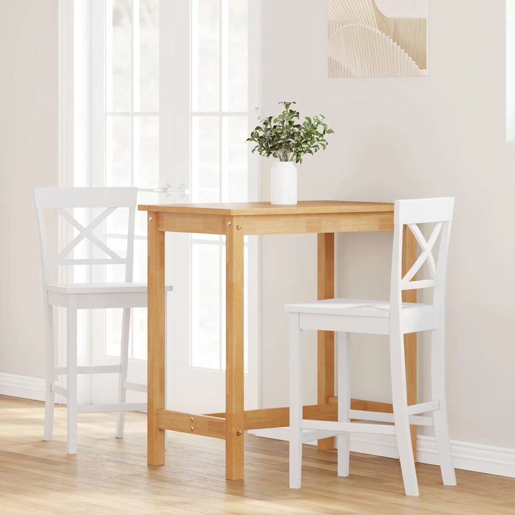 Tabourets de bar (lot de 2) en bois massif blanc et caoutchouc - XIOS