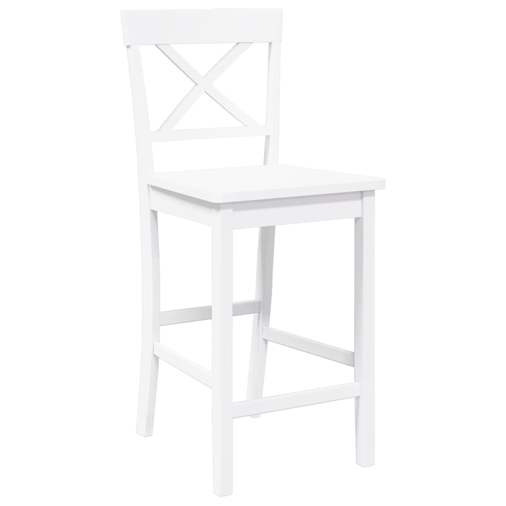 Tabourets de bar (lot de 2) en bois massif blanc et caoutchouc - XIOS