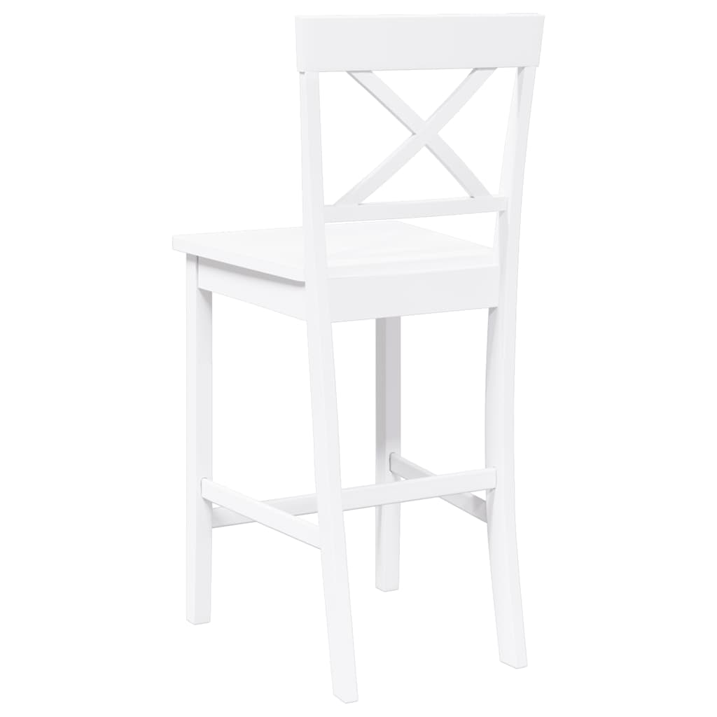 Tabourets de bar (lot de 2) en bois massif blanc et caoutchouc - XIOS