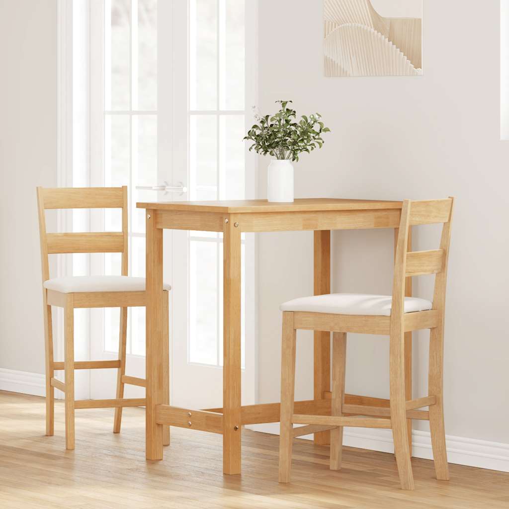 Tabourets de bar avec coussins 2pcs naturel bois massif d'hévéa - XIOS