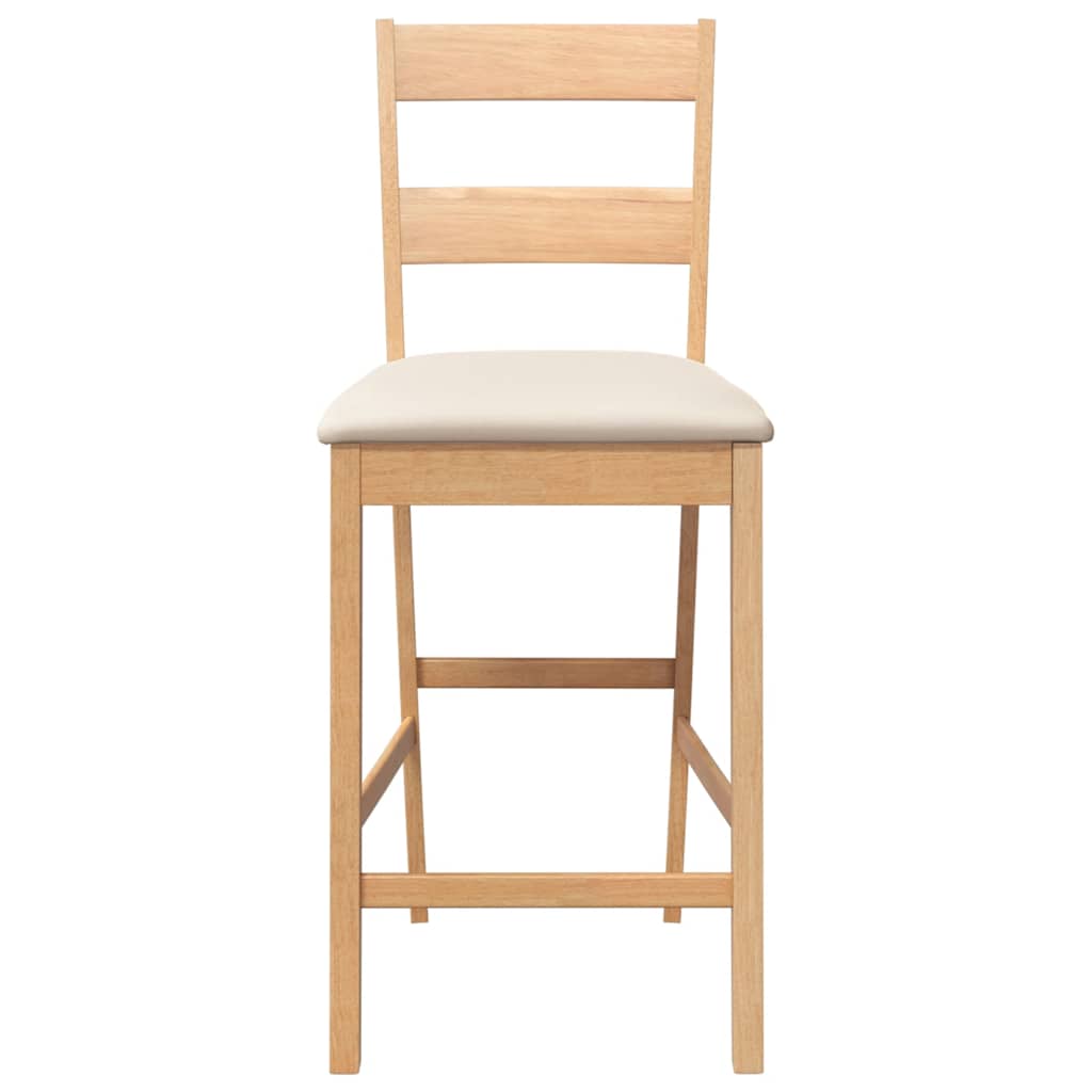 Tabourets de bar avec coussins 2pcs naturel bois massif d'hévéa - XIOS