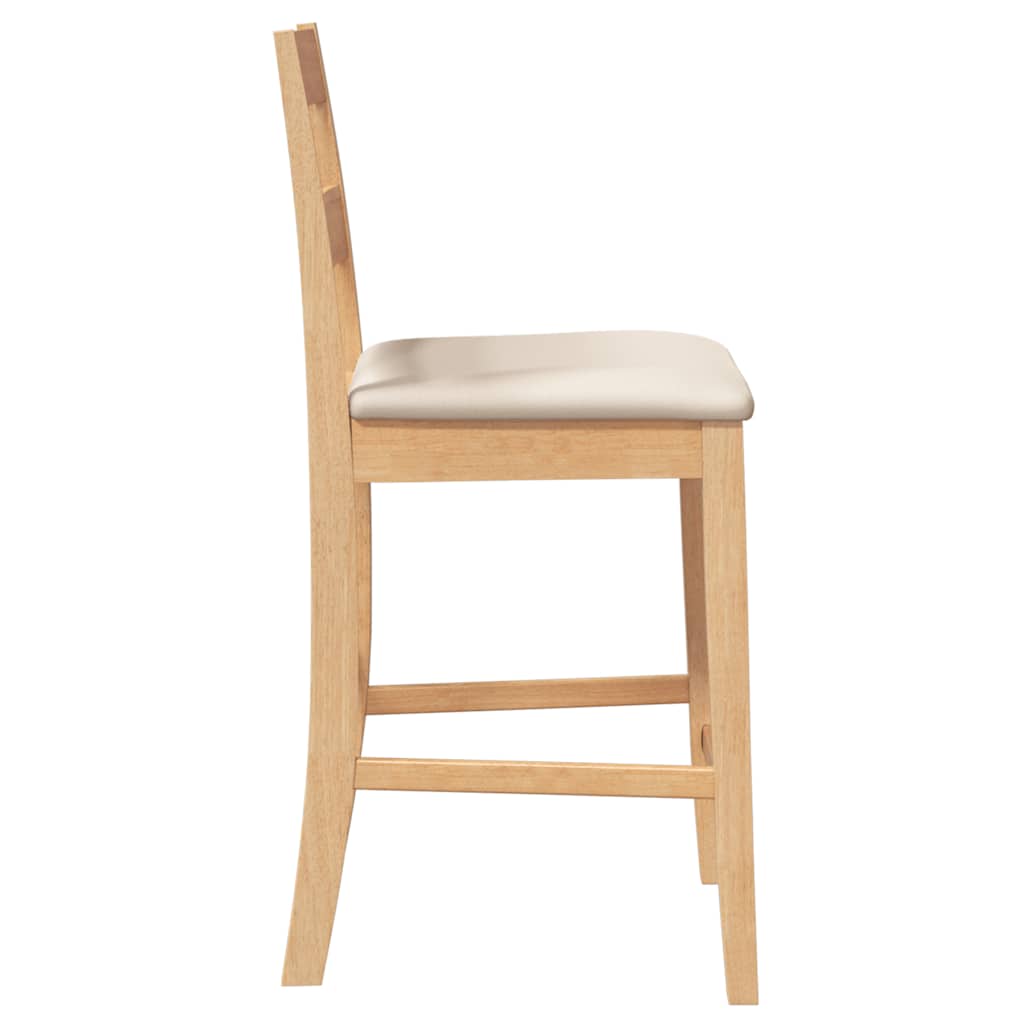 Tabourets de bar avec coussins 2pcs naturel bois massif d'hévéa - XIOS