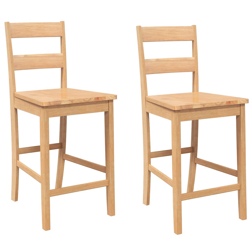 Tabourets de bar 2 pcs naturel bois massif d'hévéa - XIOS