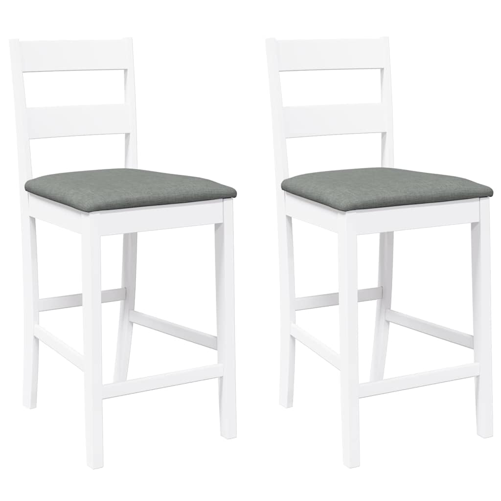 Tabourets de bar avec coussins 2 pcs blanc bois massif d'hévéa - XIOS